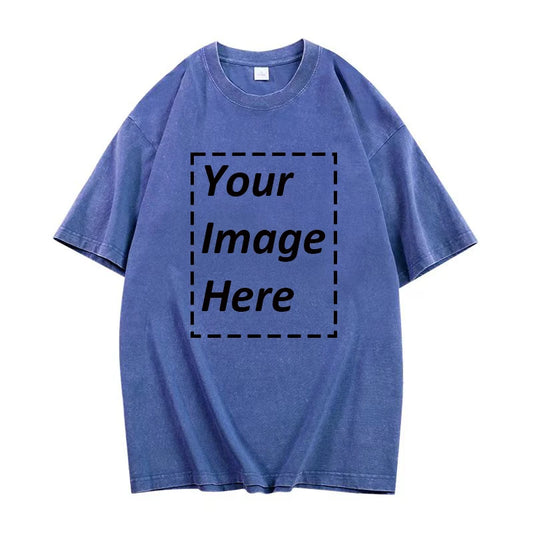 6 Solid Color 100% Pure Cotton 320G Heavy Men'S Washed Vintage Oversized T-Shirts Street Hip Hop Punk Women Harajuku Short Tee